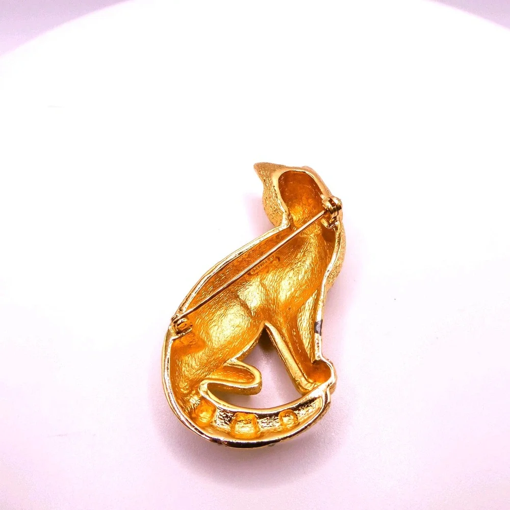 Vintage Christian Dior Rhinestone Cat Figural Large 2.3